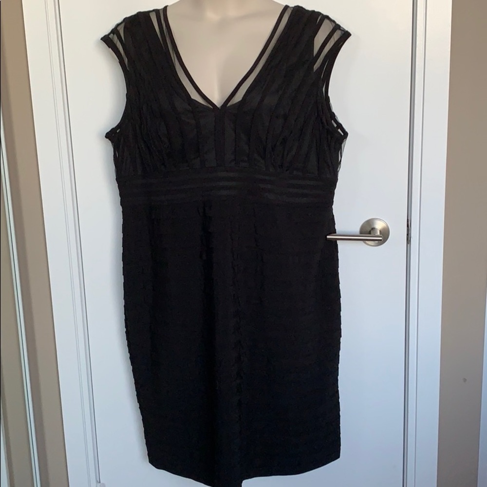 NEW NOIR | 24 | Black Ruffle Layer Mesh Trim Dress